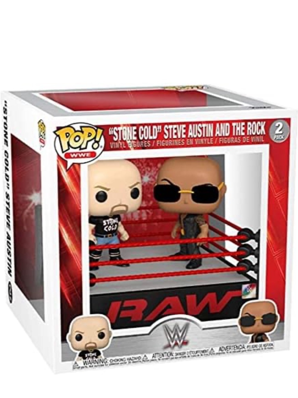 Funko Pop! WWE RAW 'Stone Cold' Steve Austin & The Rock 2-Pack - Red/Black